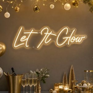 Custom Let It Glow Christmas LED neon sign for festive parties and home decor. Contour-cut acrylic b