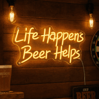 Life Happens Beer Helps Neon Sign