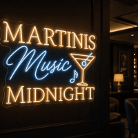Martinis Music Midnight Neon Sign - LED Neon Sign Australia
