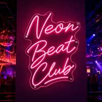 neon-beat-club-neon-sign Neon Beat Club LED neon sign glowing on wall