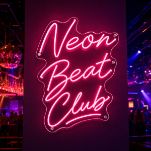 neon-beat-club-neon-sign Neon Beat Club LED neon sign glowing on wall