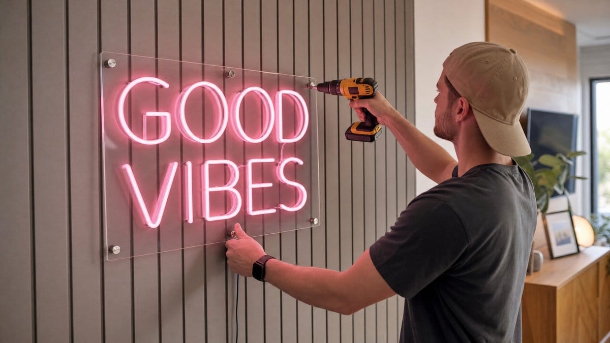 Neon sign wall installation Australia - easy DIY mounting for LED neon signs