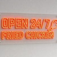 Open 24/7 Fried Chicken neon sign custom LED neon light for fried chicken restaurant takeaway Sydney Australia