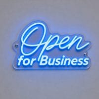 Open for Business neon sign custom LED neon light for office shop front Sydney Australia