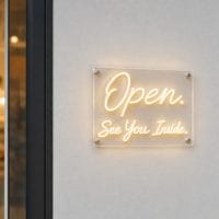 Open See You Inside neon sign custom LED neon light for bookshop homewares store Sydney Australia