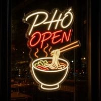 Pho Open neon sign custom LED neon light for Vietnamese restaurant Sydney Australia