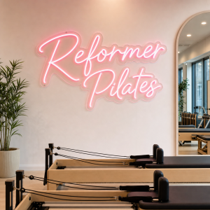 Reformer Pilates Neon Sign Reformer Pilates LED neon sign on clear acrylic backing