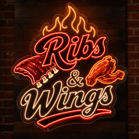 Ribs and Wings Neon Sign - LED Neon Sign