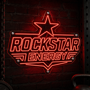Rockstar Energy LED Neon Sign glowing in music venue