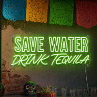 Save Water Drink Tequila Neon Sign - LED neon sign on contour cut clear acrylic