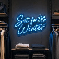 Set For Winter LED neon sign on clear acrylic backing