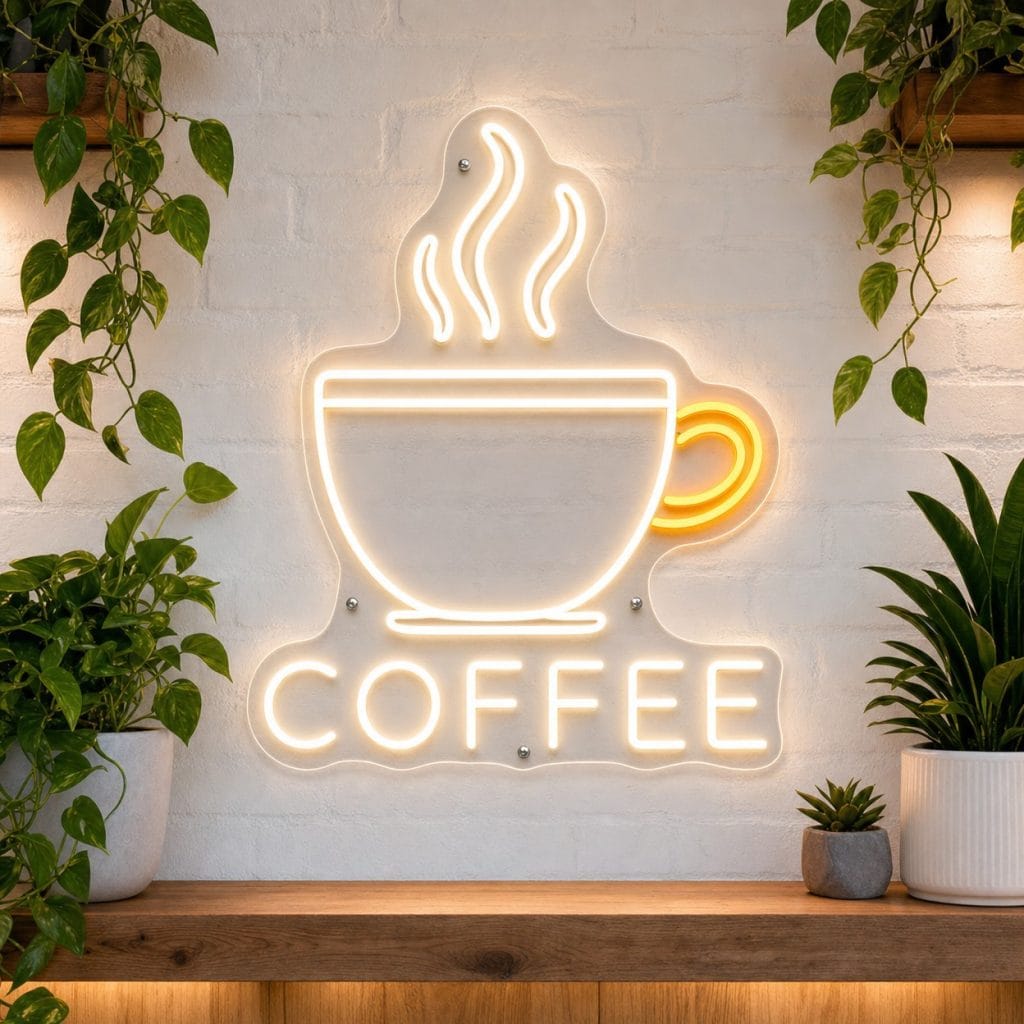 Simple Coffee Cup Icon Neon Sign | LED Neon Sign for Specialty Coffee ...