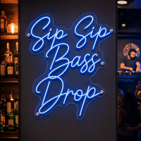 Sip Sip Bass Drop LED neon sign with icons