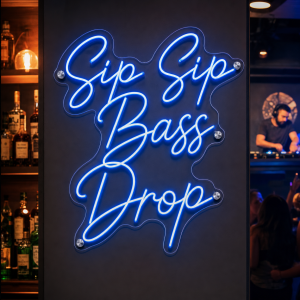 sip-sip-bass-drop-neon-sign Sip Sip Bass Drop LED neon sign with icons