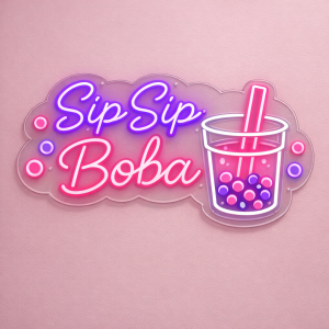 Sip Sip Boba Neon Sign - LED neon sign for bubble tea shops