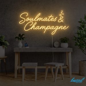 Soulmates and Champagne wedding neon sign custom LED neon light for wedding backdrop Sydney Australia