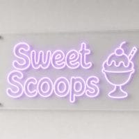 Sweet Scoops neon sign custom LED neon light for ice cream shop gelato bar Sydney Australia