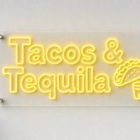 Tacos and Tequila neon sign custom LED neon light for Mexican restaurant bar Sydney Australia