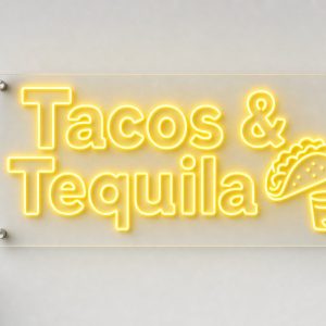 Tacos and Tequila neon sign custom LED neon light for Mexican restaurant bar Sydney Australia