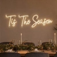 Custom Tis the Season Christmas LED neon sign for festive parties and home decor. Contour-cut acryli