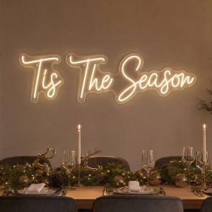 Custom Tis the Season Christmas LED neon sign for festive parties and home decor. Contour-cut acryli