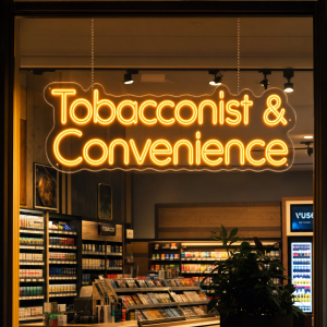 Tobacconist And Convenience LED neon sign on clear acrylic backing