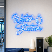 Water Station Neon Sign Water Station LED neon sign on clear acrylic backing
