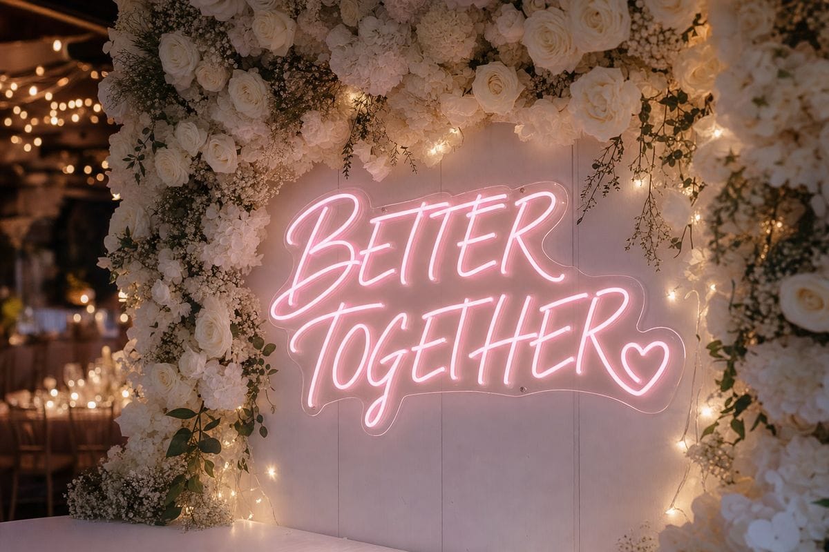Wedding neon sign cost Australia - custom LED wedding signs and event neons