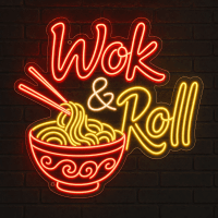 Wok and Roll Neon Sign - LED Neon Sign