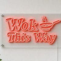 Wok This Way neon sign custom LED neon light for Asian restaurant Chinese takeaway Sydney Australia