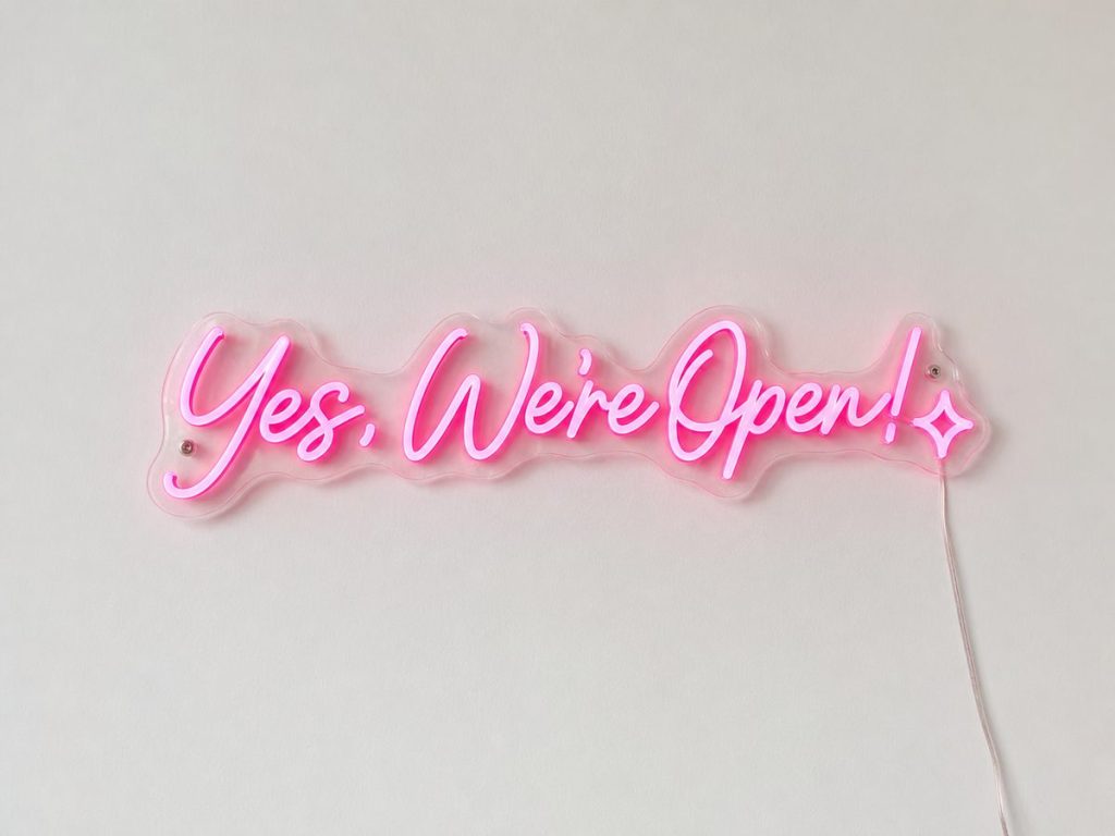 Yes We're Open neon sign custom LED neon light for business shop Sydney Australia