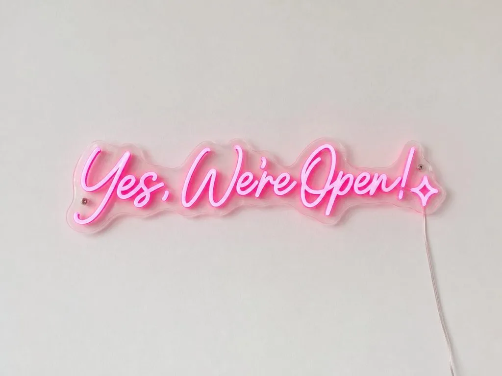 Yes We're Open neon sign custom LED neon light for business shop Sydney Australia