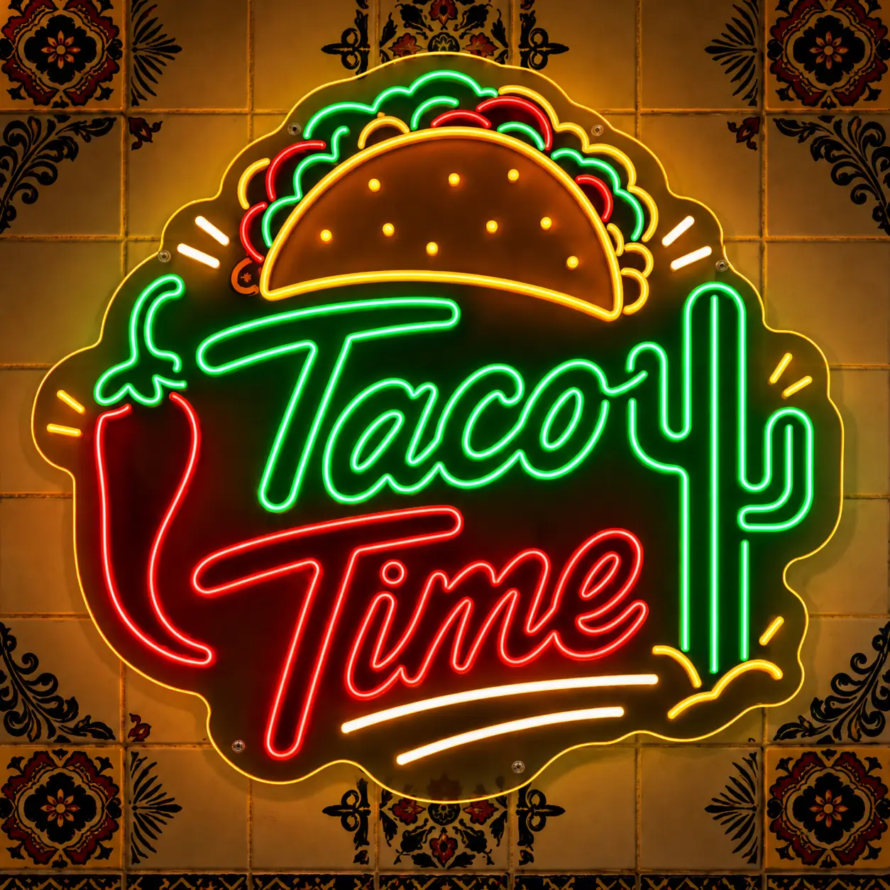 Taco Time Mexican Neon Sign - LED Neon Sign for Mexican restaurants Australia